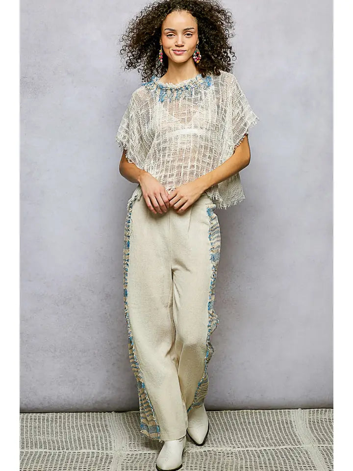 Dart Point Side Stripe Contrast Straight Pants