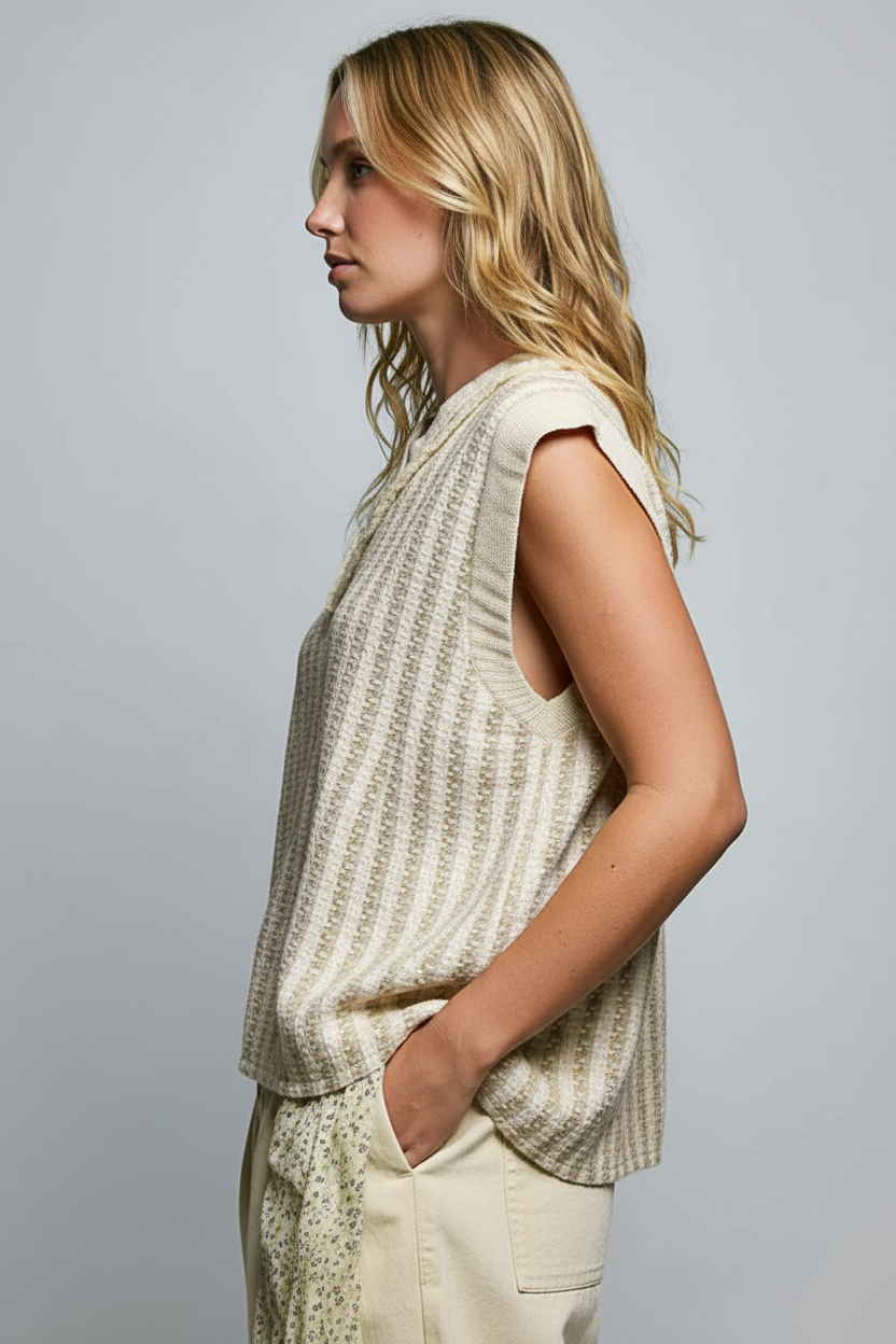 Side view of knit top