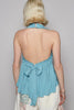 Backless Halter Sleeveless Top - Blue