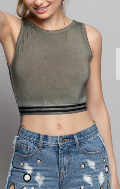Striped Hem Crop Top
