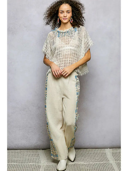 Dart Point Side Stripe Contrast Straight Pants