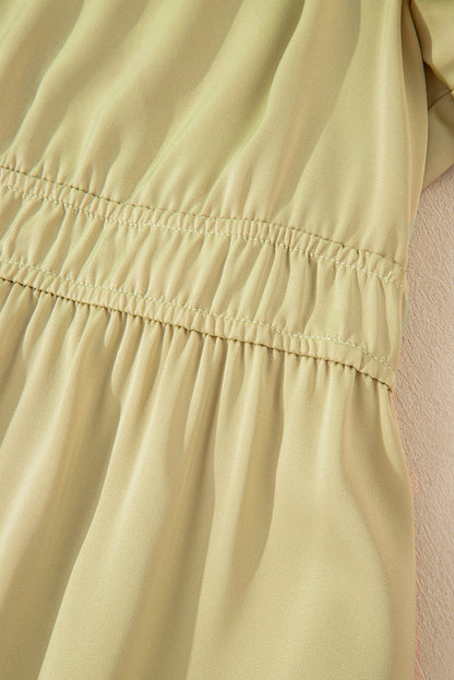 Laurel Green Notched V Neck Puff Sleeve Plus Size Maxi Dress