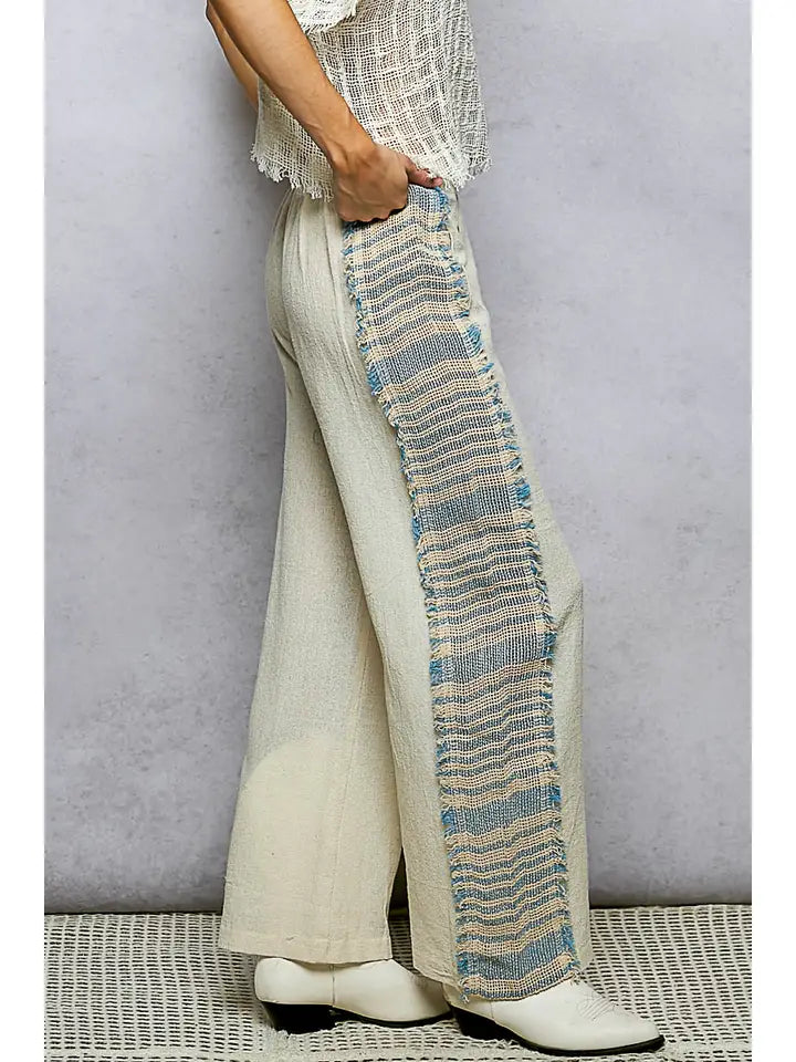 Dart Point Side Stripe Contrast Straight Pants