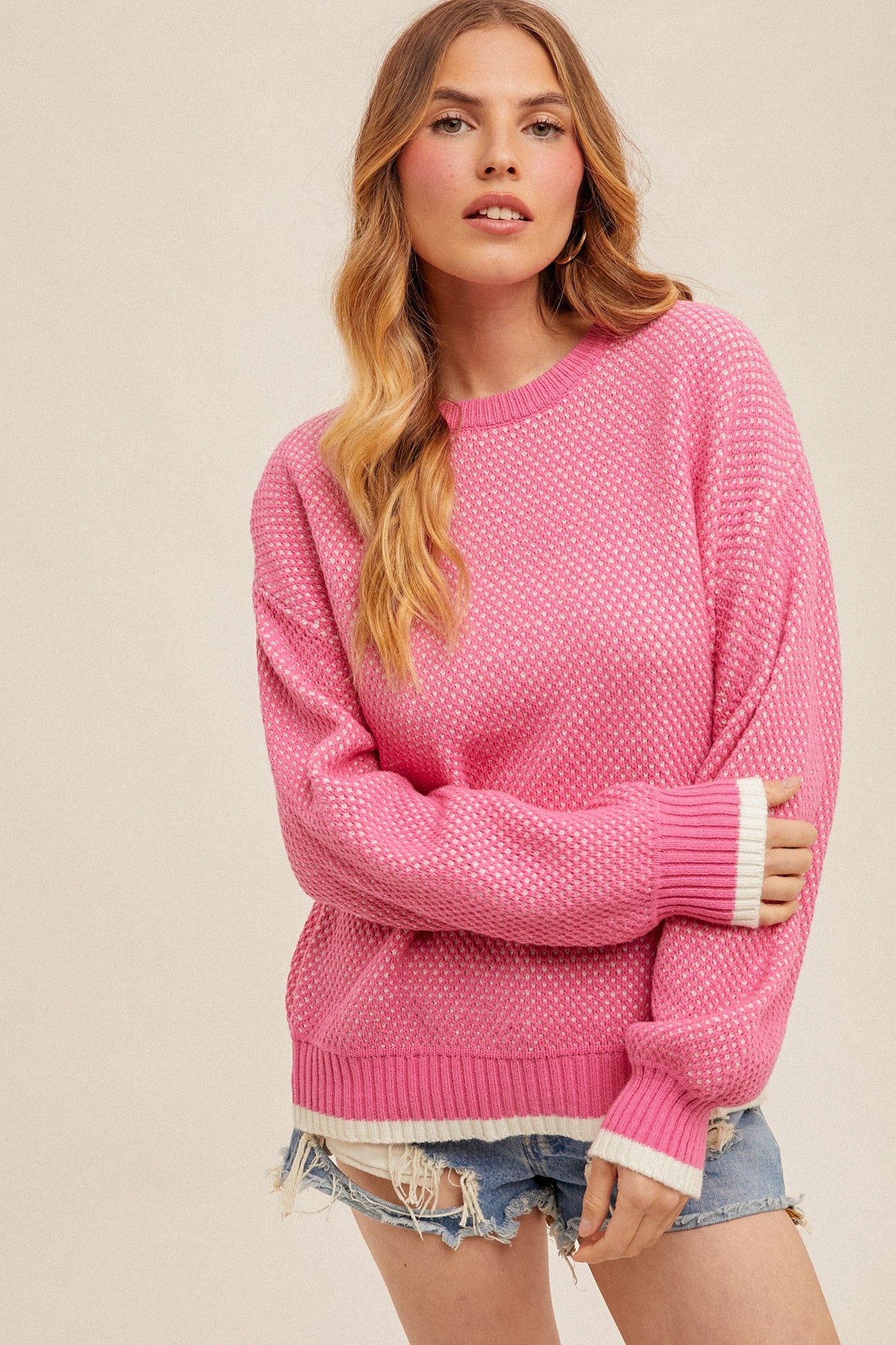 Crew Neck Oversized Bubble Sleeve Sweater