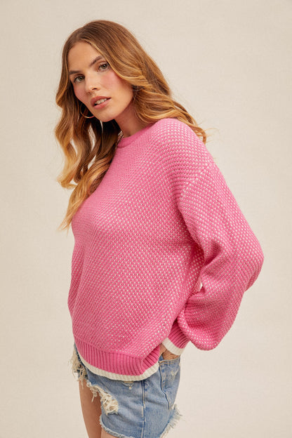 Crew Neck Oversized Bubble Sleeve Sweater