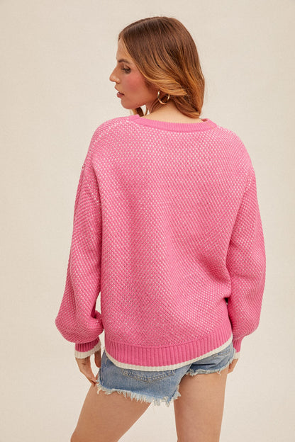 Crew Neck Oversized Bubble Sleeve Sweater
