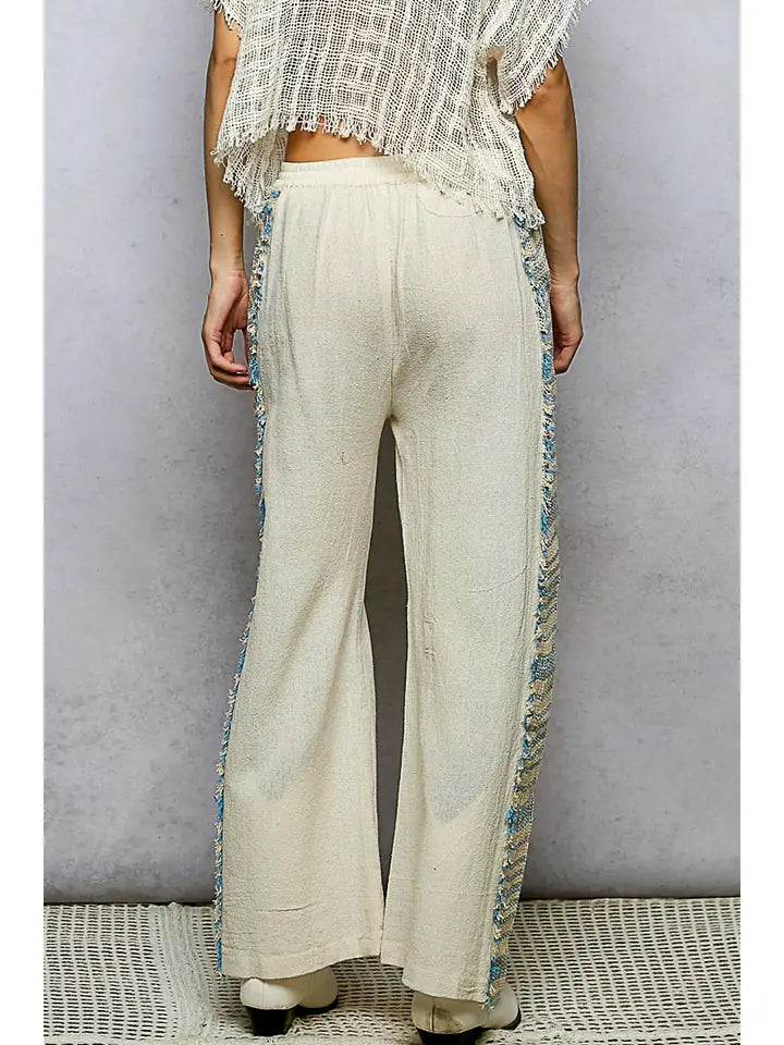 Dart Point Side Stripe Contrast Straight Pants