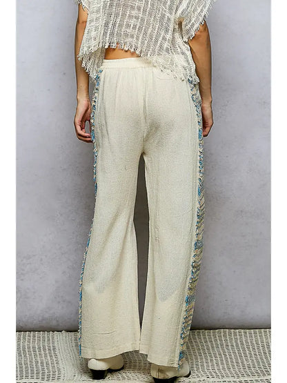 Dart Point Side Stripe Contrast Straight Pants