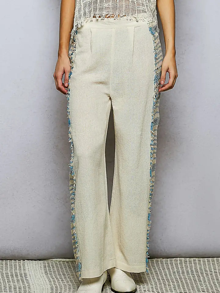 Dart Point Side Stripe Contrast Straight Pants