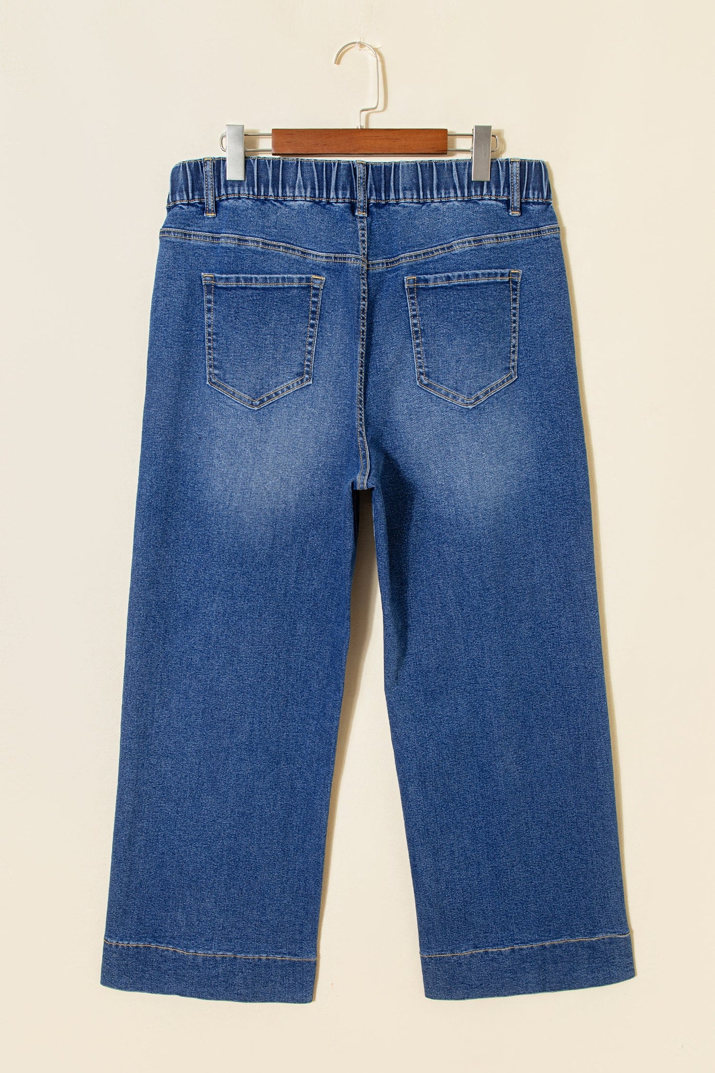 Light Blue Acid Wash Contrast Lace-up Plus Size Jeans