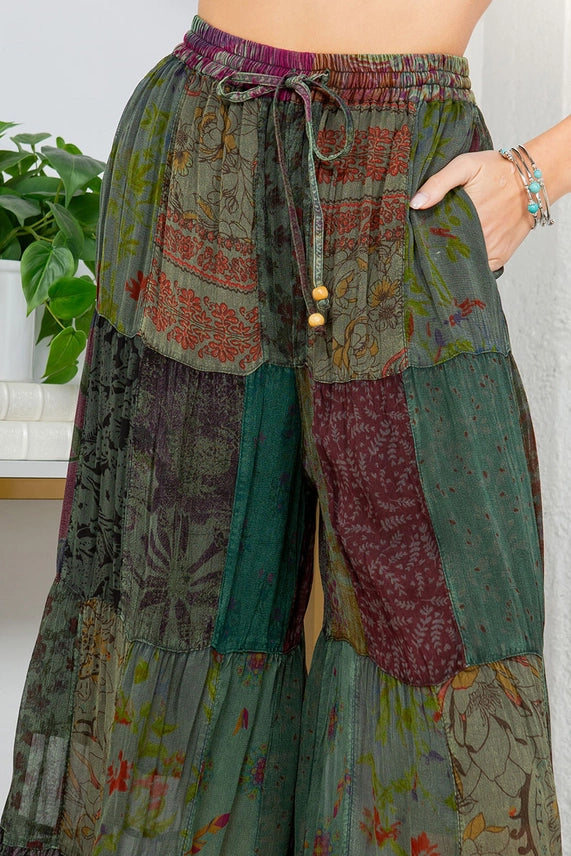 Retro Revival Long Flared Patchwork Pants
