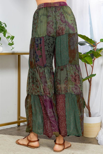 Retro Revival Long Flared Patchwork Pants
