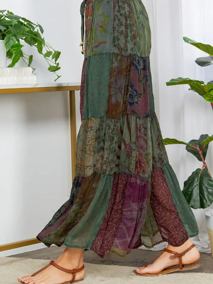 Retro Revival Long Flared Patchwork Pants
